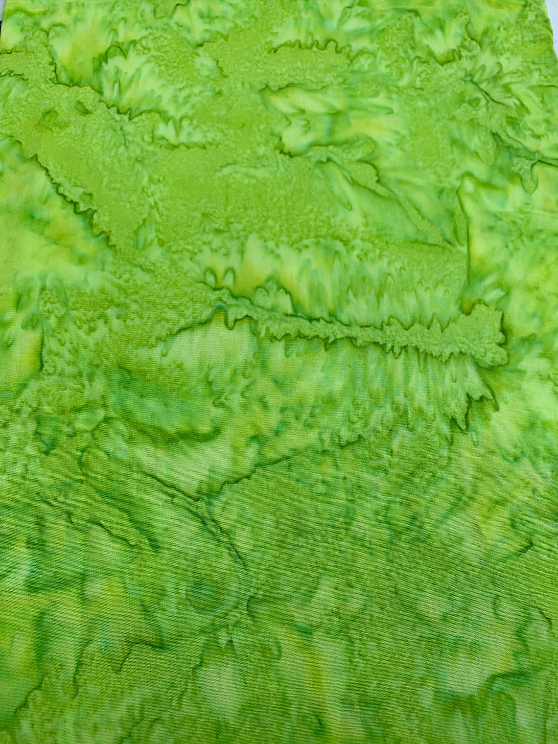 BATIK LIME GREEN B012 Quality Cotton Quilt Fabric 1/4 Yard Etsy