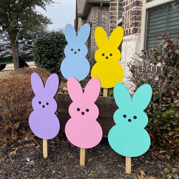 Rabbit Peeps , Yard Art Peeps, Spring Bunny Yard Decor on Stakes