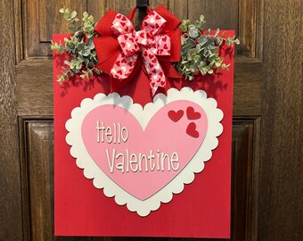 Hello Valentines Door Hanger Wreath