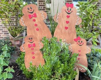 Gingerbread Boy and Girl Yard Art Stake S