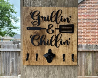 Chillin and Grillin BBQ Grill Tool Holder Display Organizer