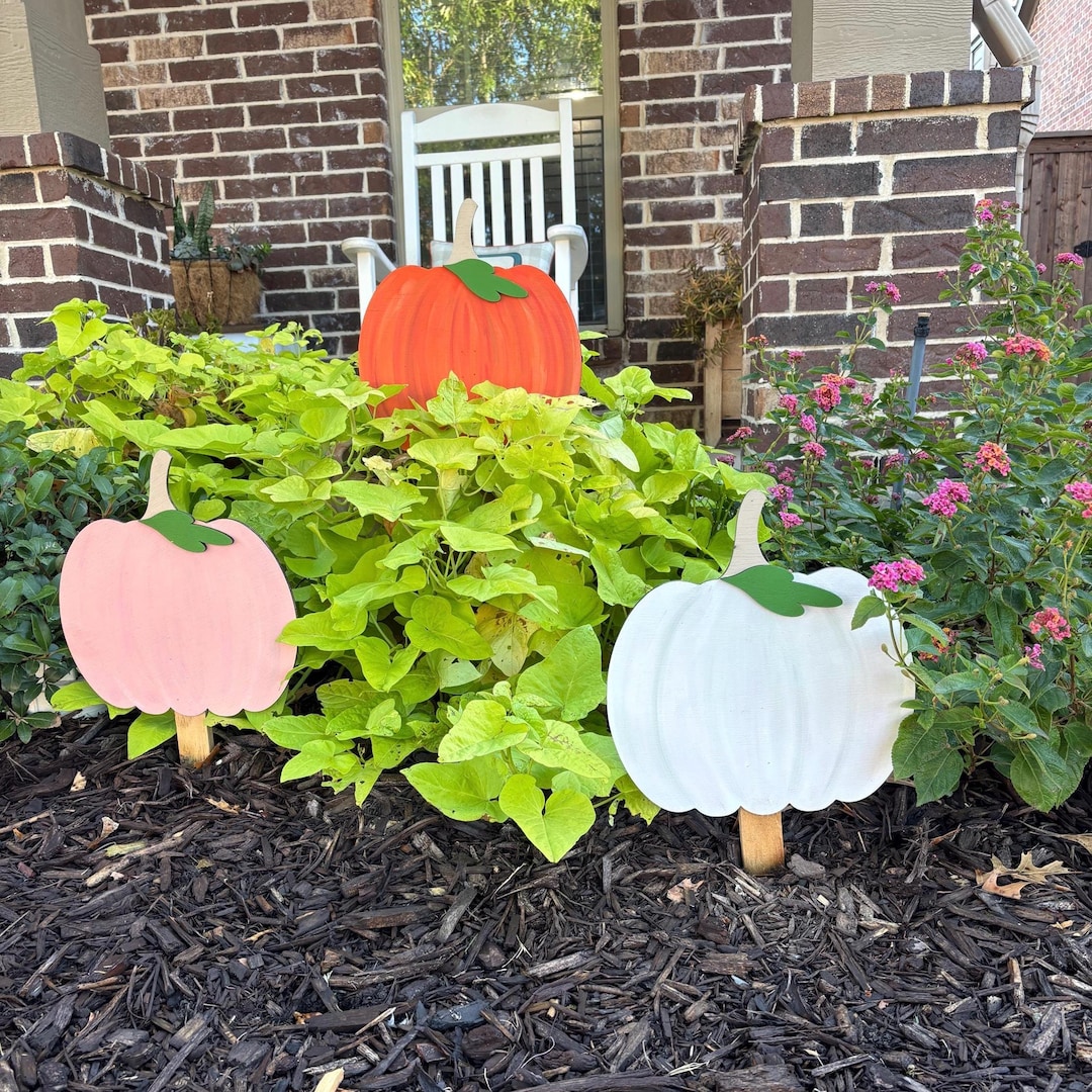 Pumpkin Patch Yard and Garden Art Stake Fall and Autumn Decoration Sets ...