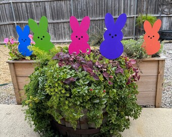 New Hot Colored Rabbit Peeps , Yard Art Peeps, Spring Bunny Yard Decor on Stakes