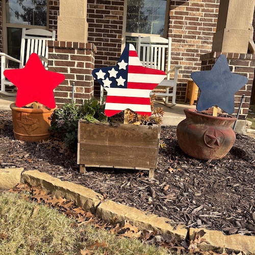 Yard Art Red White and Blue 4th of July Set