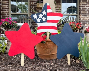 Yard Art Red White and Blue 4th of July Set