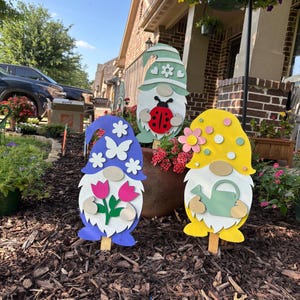 Lady Bug  Gnome, Water Can Gnome, Flower Gnome Yard and Garden Art Decorations