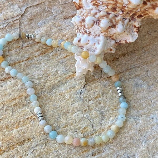 Genuine Amazonite Anklet or Bracelet| Encouragement| Good Luck | Harmony | Balance |  Calming |Chakra Healing |