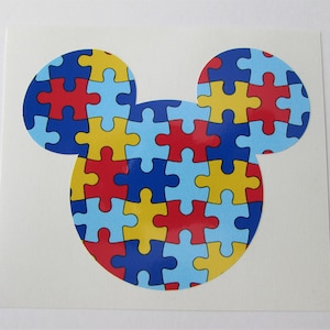Autism Mouse Ears Vinyl Decal - Autism Awareness - Autism Puzzle Piece Decal - Mickey Autism - Car Decal - Laptop Decal