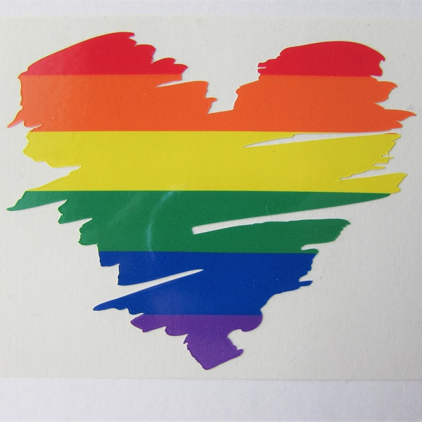 Ragged Edge Heart Vinyl Decal - Pride - Rainbow - Gay Pride - Car Decal - Laptop Decal