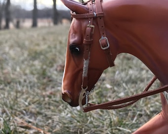 Western One Ear Bridle for Breyer 1:9 Scale Model Horses with Throat Latch