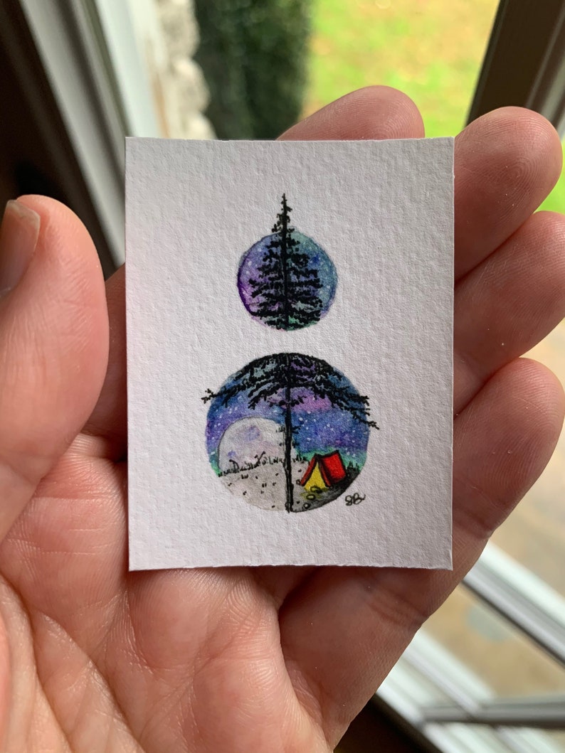 tiny art Peekaboo Campground PRINT
