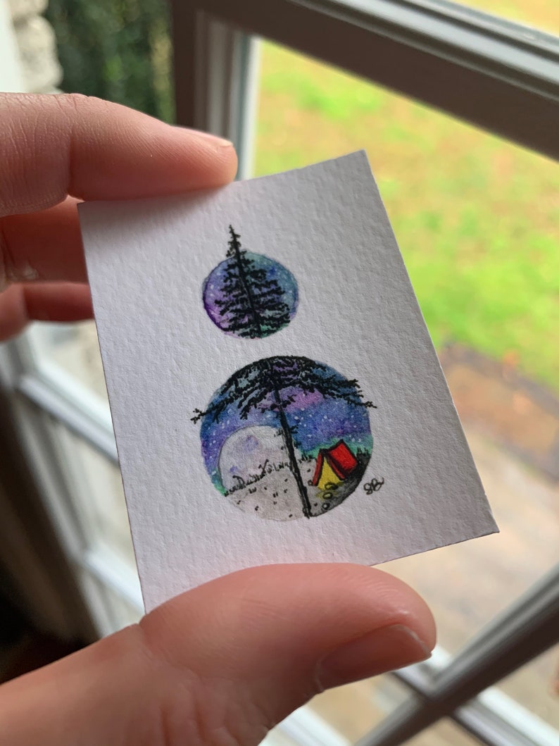 tiny art Peekaboo Campground PRINT