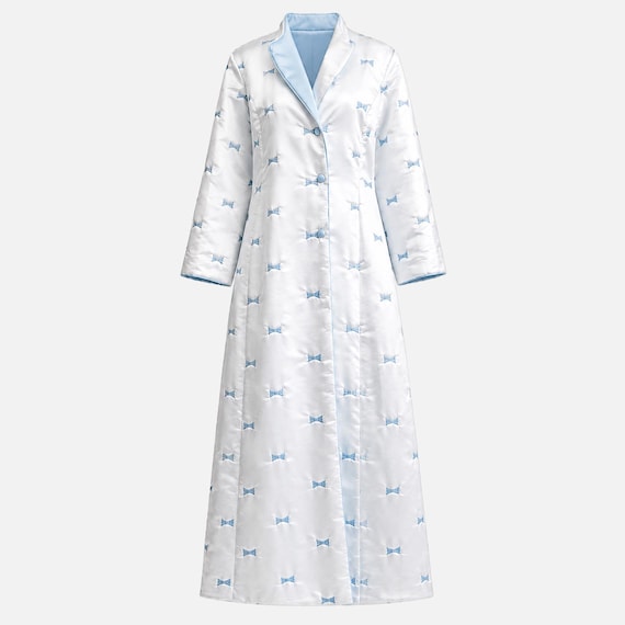 1960s Odette Barsa Quilted Duster | Pale Blue Satin Lining | NOSWT | Will Fit Size Medium and Large