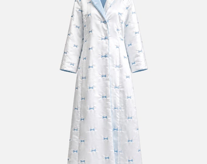 1960s Odette Barsa Quilted Duster | Pale Blue Satin Lining | NOSWT | Will Fit Size Medium and Large