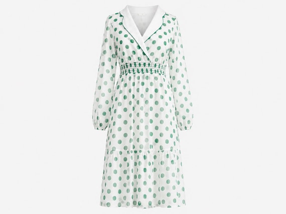 1950s Leslie Fay Polka-dot Circle Dress | Full Sweep Day Dress | Will Fit Medium