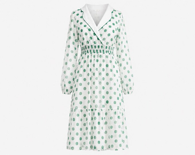 1950s Leslie Fay Polka-dot Circle Dress | Full Sweep Day Dress | Will Fit Medium