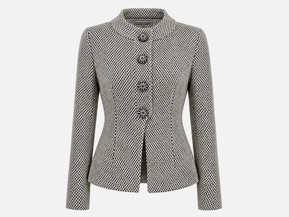 1970s Bill Blass Wool Tweed Blazer | Wool Covered Buttons | Peplum Waist Vintage Jacket