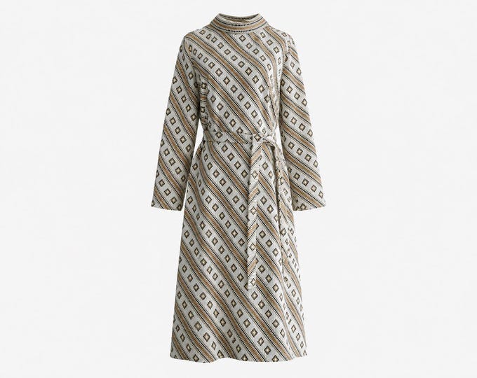 1960s Geometric Print A-Line Dress | Vintage Alfred Weber Mod Daywear