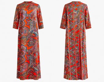 1960s Diana Dean by Jeffrey Lonschein Archival 3-Hole Maxi Dress | Paisley  Wrap Wrap-style | Will Fit Small and Medium
