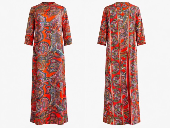 1960s Diana Dean by Jeffrey Lonschein Archival 3-Hole Maxi Dress | Paisley  Wrap Wrap-style | Will Fit Small and Medium
