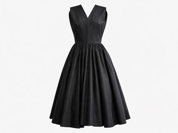 Anne Fogarty black taffeta party dress from the 1950s