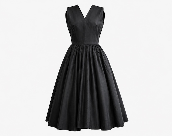 Anne Fogarty black taffeta party dress from the 1950s