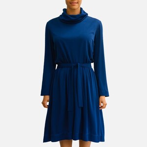 Navy Blue Turtleneck Dress - Etsy