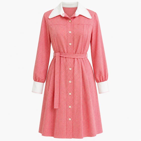 Red and White Gingham Day Dress from the 1970s