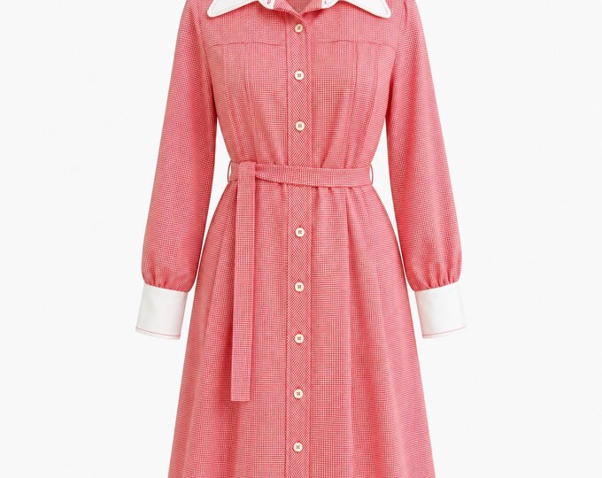Red and White Gingham Day Dress from the 1970s