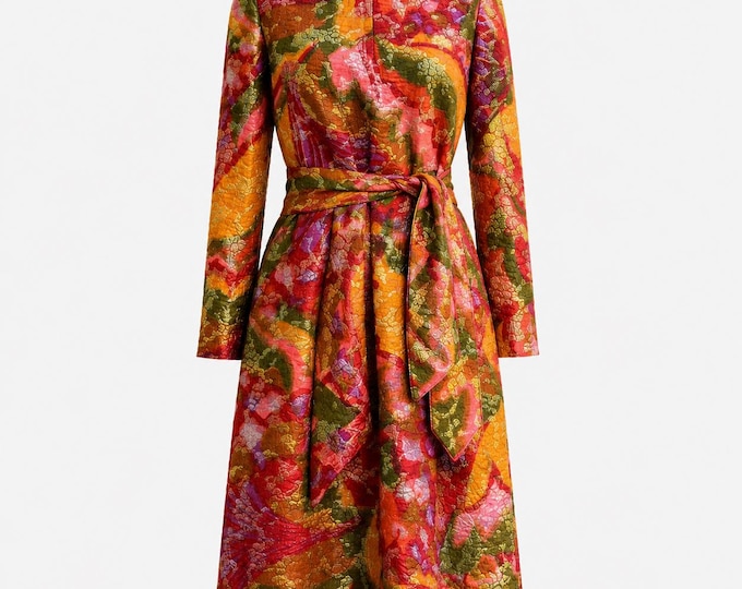 1960s Archival Romantic by Victor Costa Floral Lamé Mini Dress | MINT
