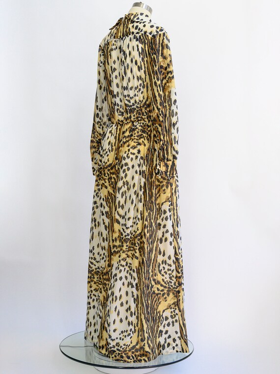 Vintage animal print hostess dress, maxi gown fro… - image 9