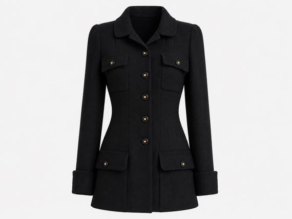 1990s Archival CHANEL Black Wool Blazer | Classic Tailored Jacket, Size 40 | Pristine