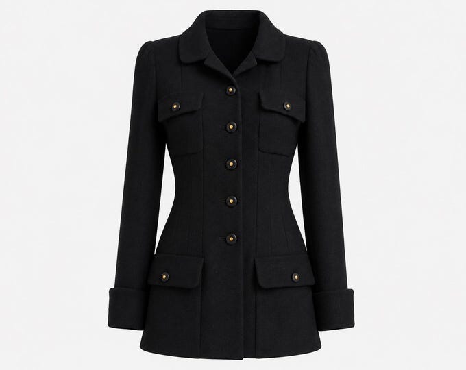 1990s Archival CHANEL Black Wool Blazer | Classic Tailored Jacket, Size 40 | Pristine