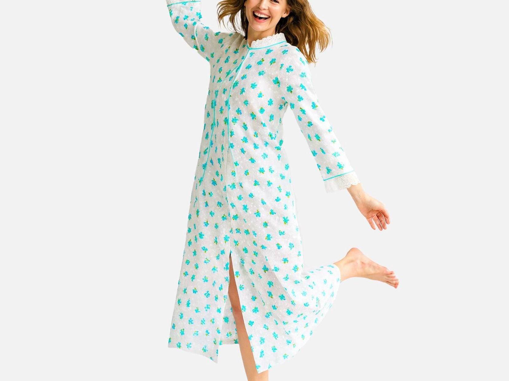 1980s Floral Cotton Patio Dress: Vintage David Brown House Dress