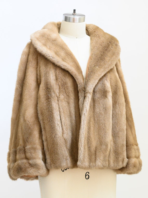 Faux Fur swing jacket from the 1970s. Capelet, st… - image 1