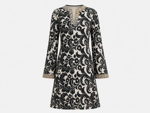 Archival Bob Bugnand Mini Kaftan Dress From the 1960s