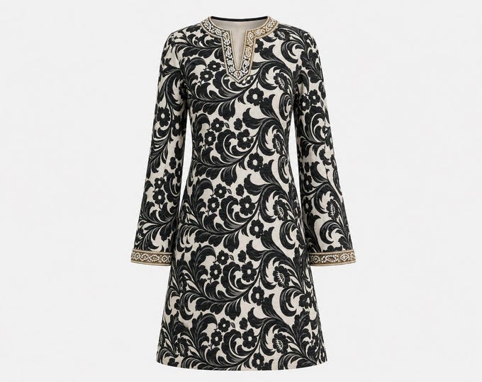 Archival Bob Bugnand Mini Kaftan Dress From the 1960s