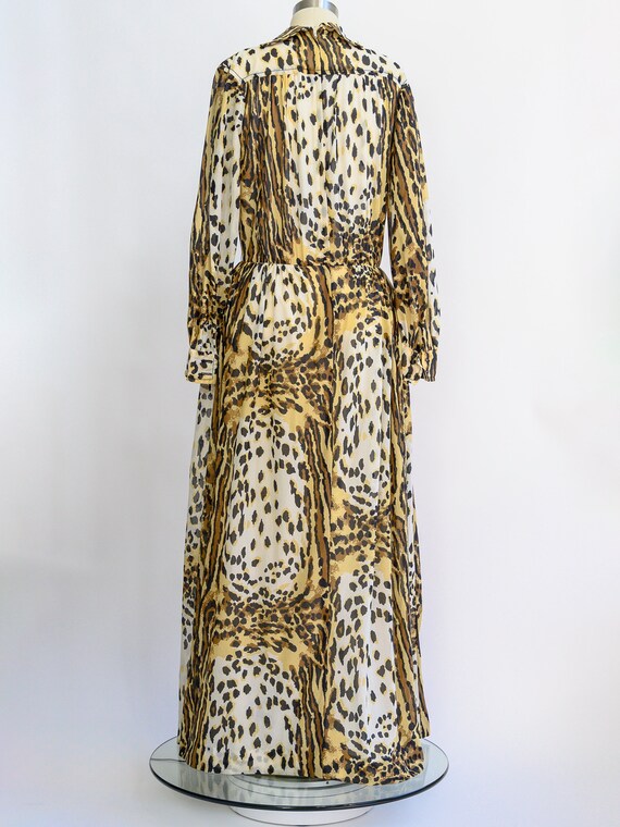Vintage animal print hostess dress, maxi gown fro… - image 4