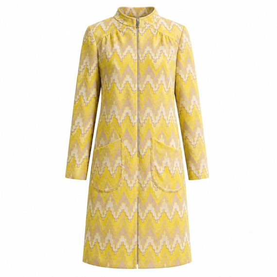 1960s Lady Blair Yellow Chevron Scooter Dress | Mod Gogo Dress | Size Medium