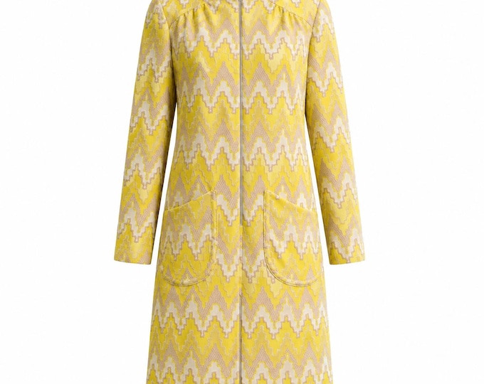 1960s Lady Blair Yellow Chevron Scooter Dress | Mod Gogo Dress | Size Medium