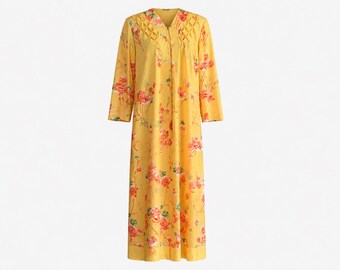 1970s Wildcrest Maxi Dress | Yellow Floral Patten | Will Fit Medium and Large