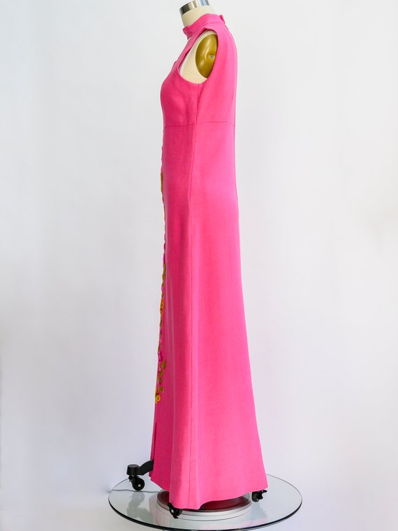 Vintage pink heavyweight linen hostess dress from… - image 5