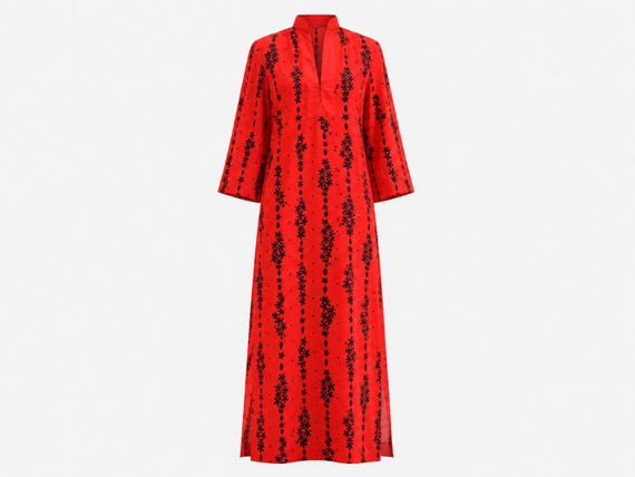 One-of-a-Kind "Queen Bee" Red and Black Caftan from the 1970s