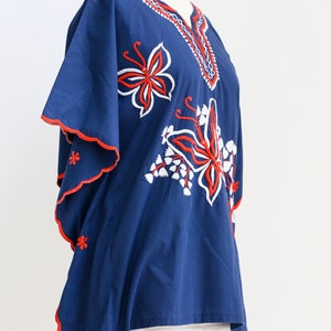 Vintage mini caftan from the 1970s. Embroidered with butterflies. Pool, beach, 4th of July, Memorial Day. Vintage preppy. Palm Royale. image 7