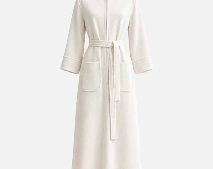 1960s Lady Carol Belted Midi Dress with Belt | Contrast Stitching | Size Medium
