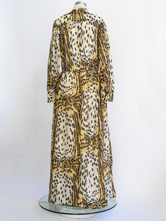 Vintage animal print hostess dress, maxi gown fro… - image 5