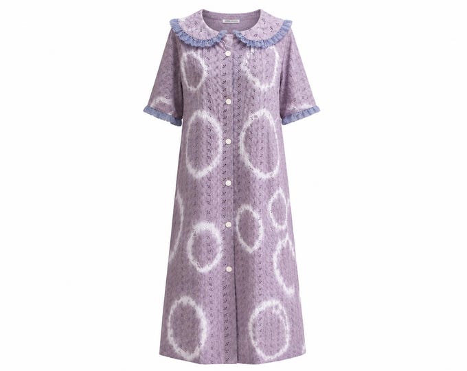 1970s Maxi Dress | Tie-dye Cotton Eyelet Lace Fabric | Will Fit Small-medium