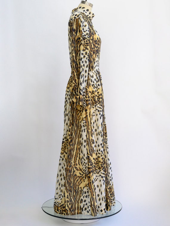 Vintage animal print hostess dress, maxi gown fro… - image 8