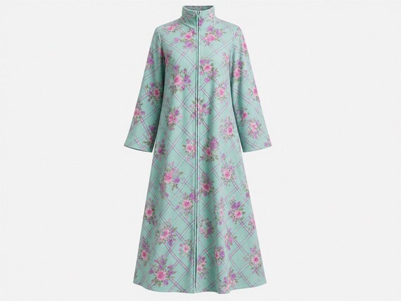 1970s Elaine Sklar Maxi Dress | Pale Blue Floral Fabric | Size Small