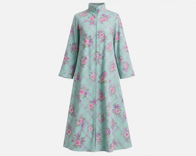 1970s Elaine Sklar Maxi Dress | Pale Blue Floral Fabric | Size Small
